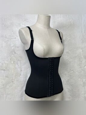 Black Under Bust Shapewear Corset Hook Eye Closure Size Small Compression